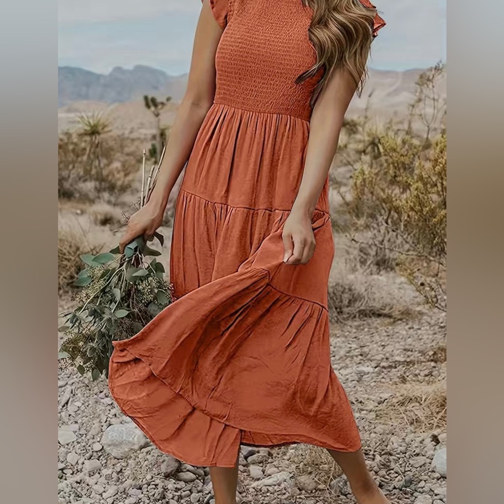 Brand new, never worn burnt orange Boho dress.